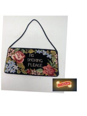 Vintage No Smoking Sign Knit Tapestry